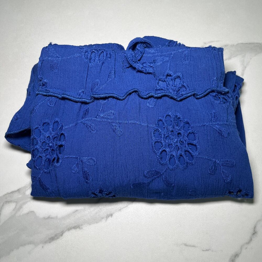 Rewind Womens Size Large Royal Blue Skirt Embroidered Floral Pull On Elastic NEW - Picture 9 of 9